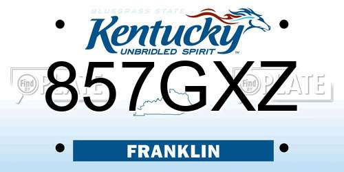 857GXZ Kentucky License Plate
