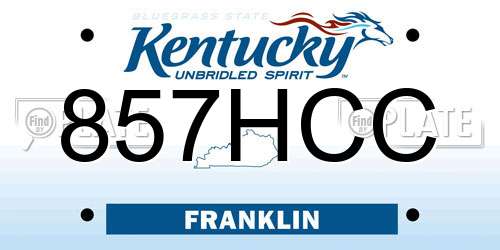 857HCC Kentucky License Plate