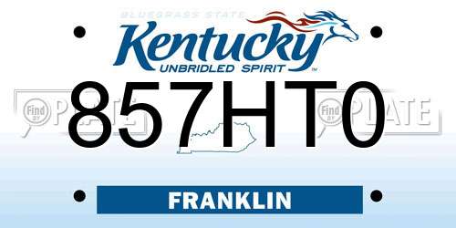 857HT0 Kentucky License Plate