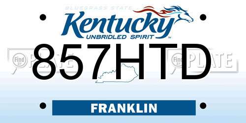 857HTD Kentucky License Plate