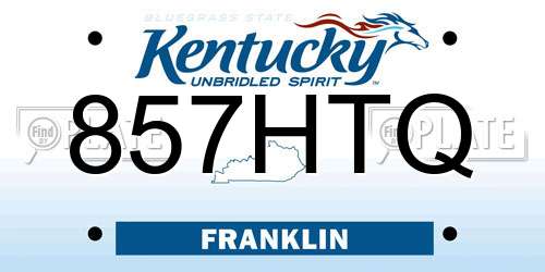 857HTQ Kentucky License Plate