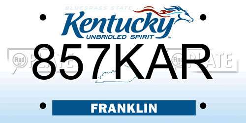 857KAR Kentucky License Plate
