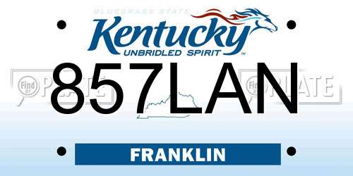 857LAN Kentucky License Plate
