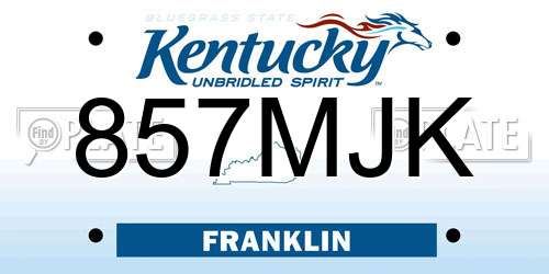 857MJK Kentucky License Plate