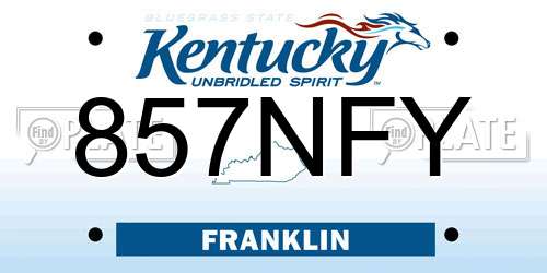857NFY Kentucky License Plate