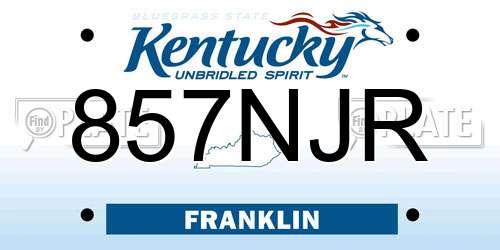 857NJR Kentucky License Plate