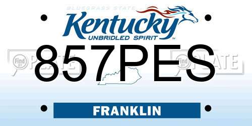857PES Kentucky License Plate