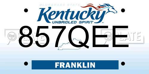 857QEE Kentucky License Plate