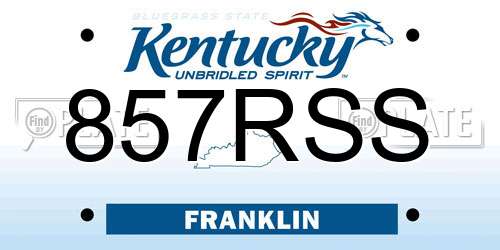 857RSS Kentucky License Plate