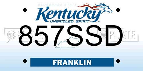 857SSD Kentucky License Plate