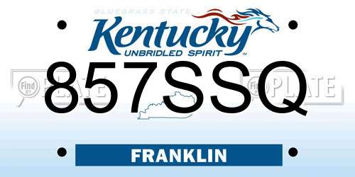 857SSQ Kentucky License Plate