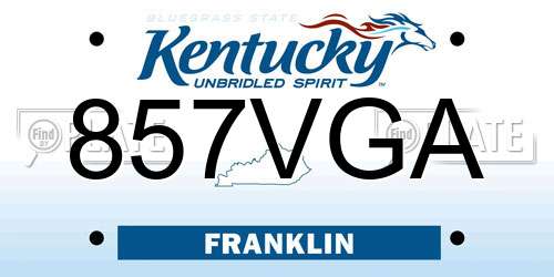 857VGA Kentucky License Plate
