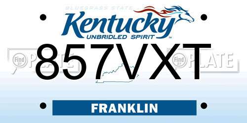 857VXT Kentucky License Plate