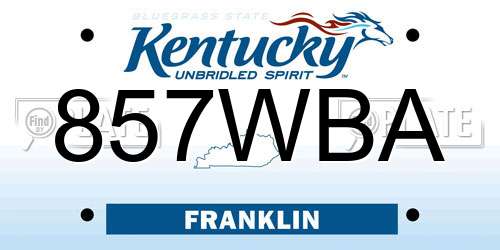 857WBA Kentucky License Plate
