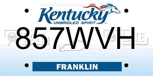 857WVH Kentucky License Plate