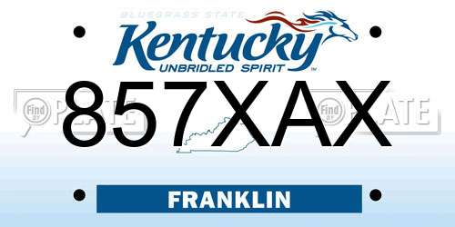 857XAX Kentucky License Plate