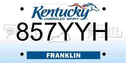 857YYH Kentucky License Plate