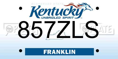 857ZLS Kentucky License Plate