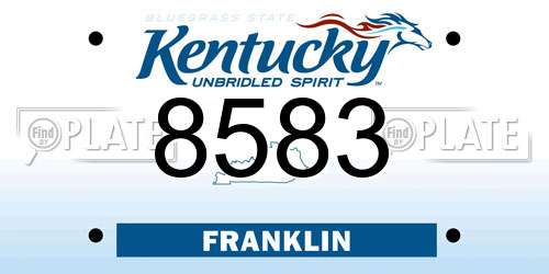 8583 Kentucky License Plate