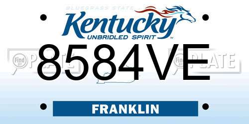 8584VE Kentucky License Plate