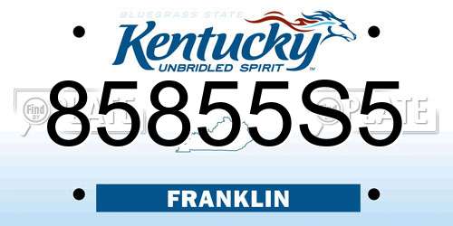 85855S5 Kentucky License Plate
