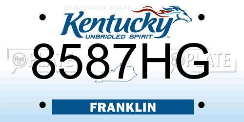 8587HG Kentucky License Plate