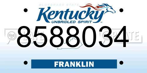 8588034 Kentucky License Plate