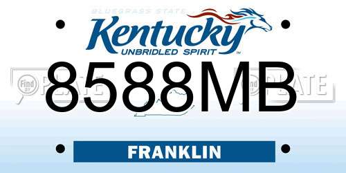 8588MB Kentucky License Plate