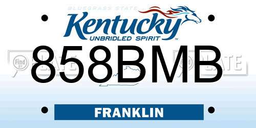 858BMB Kentucky License Plate