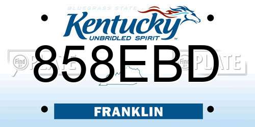 858EBD Kentucky License Plate