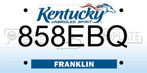 858EBQ Kentucky License Plate