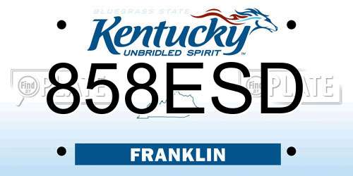 858ESD Kentucky License Plate