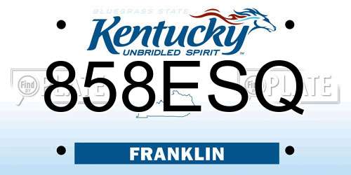 858ESQ Kentucky License Plate