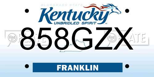 858GZX Kentucky License Plate