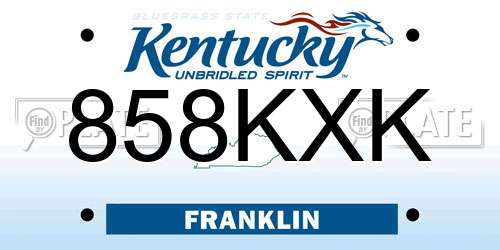 858KXK Kentucky License Plate