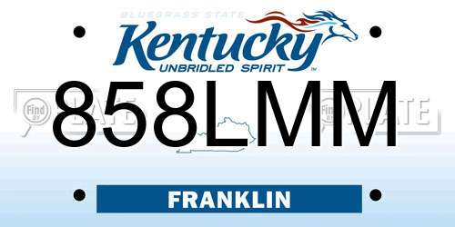 858LMM Kentucky License Plate