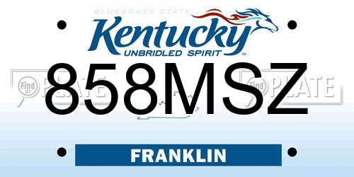 858MSZ Kentucky License Plate