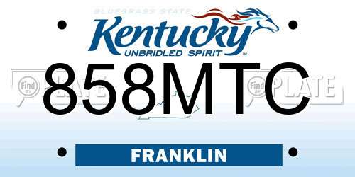 858MTC Kentucky License Plate