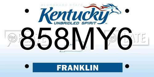 858MY6 Kentucky License Plate