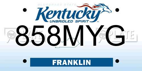 858MYG Kentucky License Plate