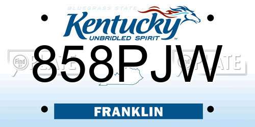 858PJW Kentucky License Plate