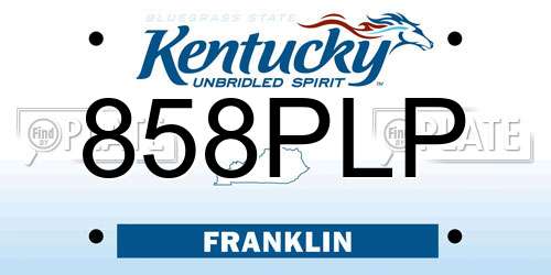 858PLP Kentucky License Plate
