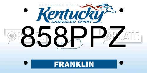 858PPZ Kentucky License Plate