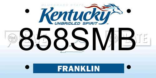 858SMB Kentucky License Plate