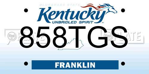 858TGS Kentucky License Plate