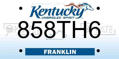 858TH6 Kentucky License Plate