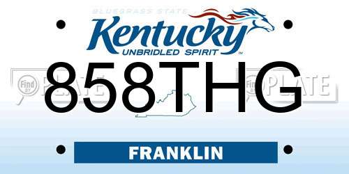 858THG Kentucky License Plate