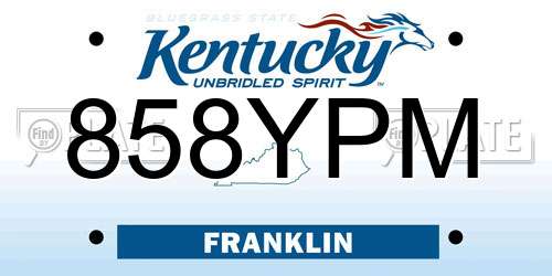 858YPM Kentucky License Plate