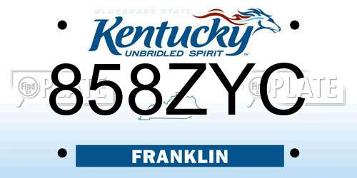 858ZYC Kentucky License Plate
