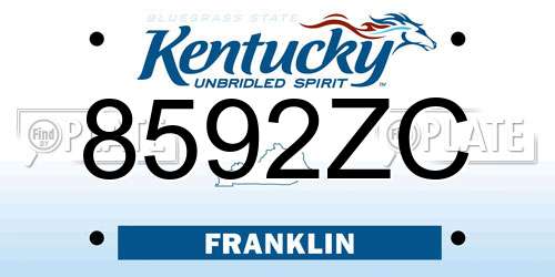 8592ZC Kentucky License Plate
